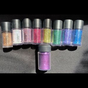 Assorted Mac cosmetic glitters